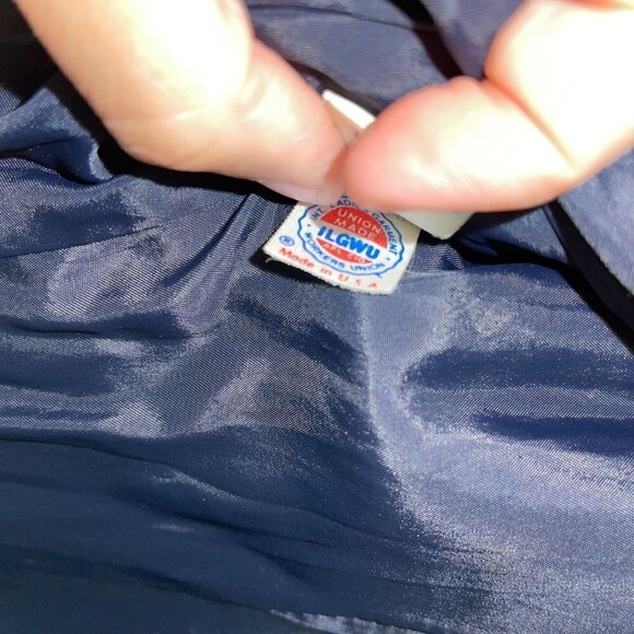 Anne Klein Womens Wool Jacket Navy Blue Size 8 Vintage Crepe Gold Buttons Lined - Picture 11 of 12